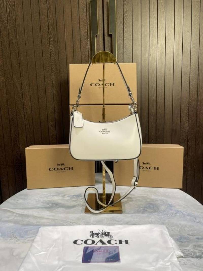 coac teri silver edition leather material shoulder bag with box 956