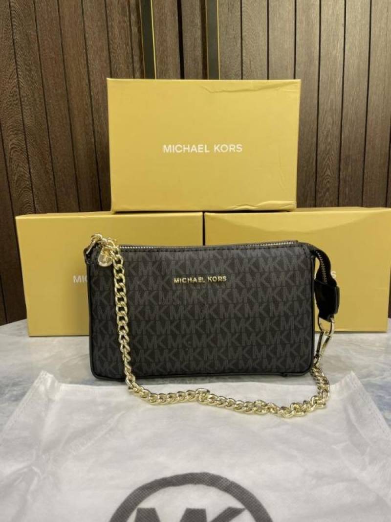 michael kor JET SET MEDIUM SIGNATURE LOGO POCHETTE With Box Fix 819