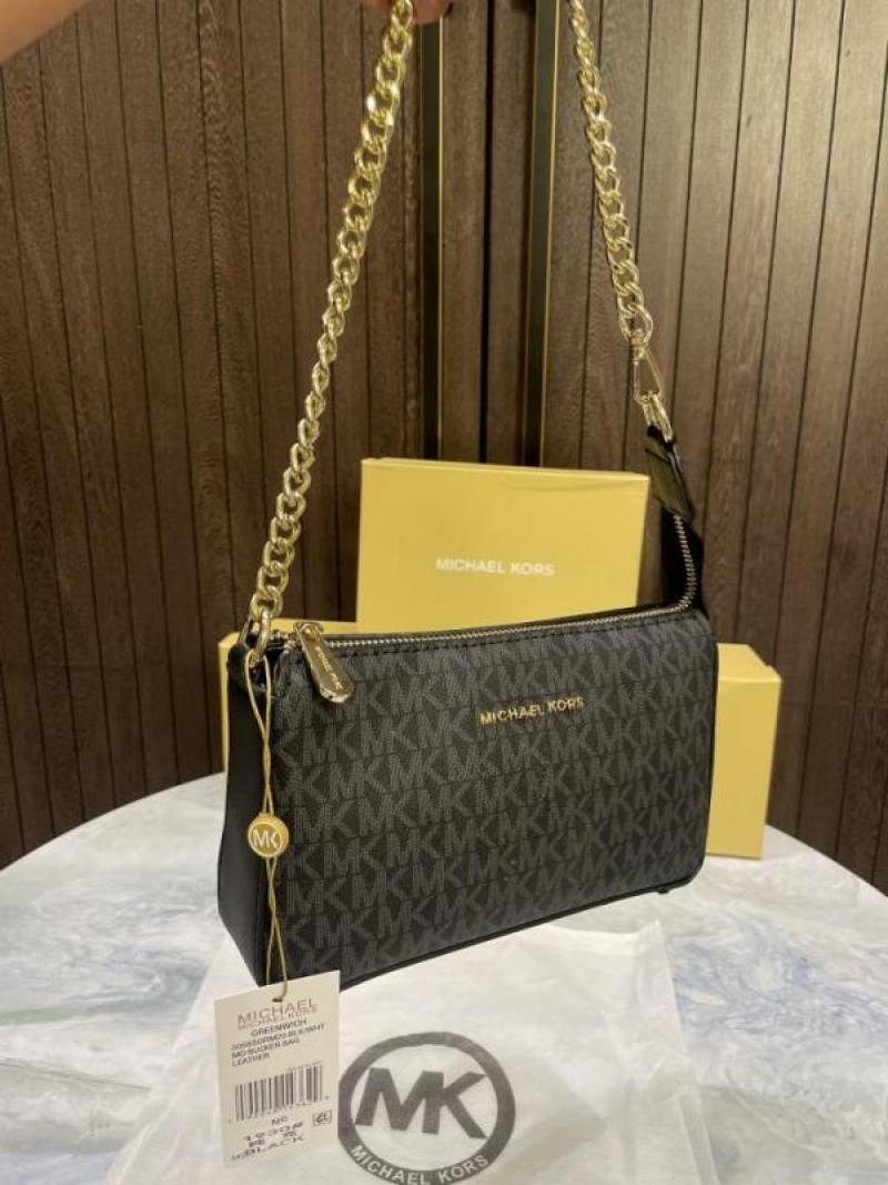 michael kor JET SET MEDIUM SIGNATURE LOGO POCHETTE With Box Fix 819