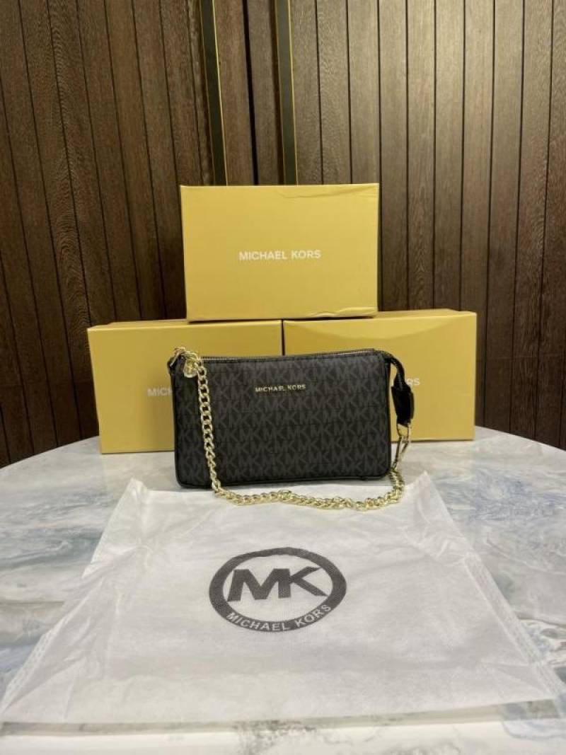 michael kor JET SET MEDIUM SIGNATURE LOGO POCHETTE With Box Fix 819