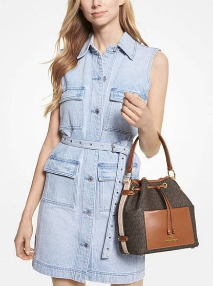 MICHAEL_MICHAEL_KOR MAEVE MEDIUM SIGNATURE LOGO BUCKET BAG  98