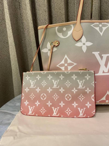 louiis vuitton Leather Flower Charm Neverfull shoulder bag with dust cover super premium quality 975