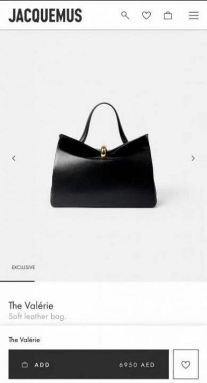 Jacquemus The Valrie Soft leather bag with box