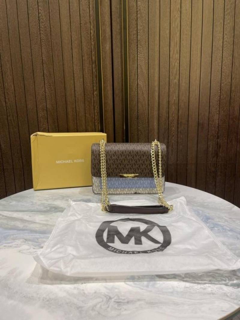 Michael kor Jade logo print sling bag with chain strap and box 926
