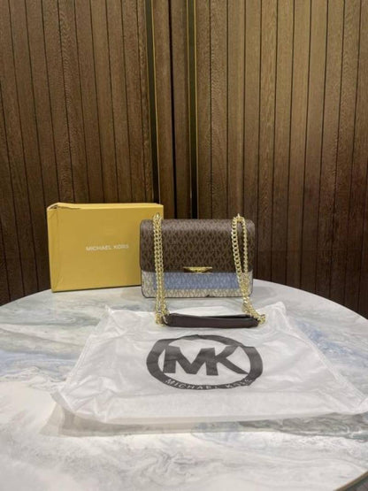 Michael kor Jade logo print sling bag with chain strap and box 926
