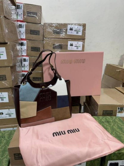 miu miu mini tote bag leather material with box 923