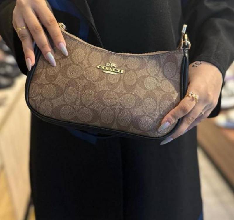 Coac Teri Shoulder Bag In Signature Canvas dual belts with og box 443