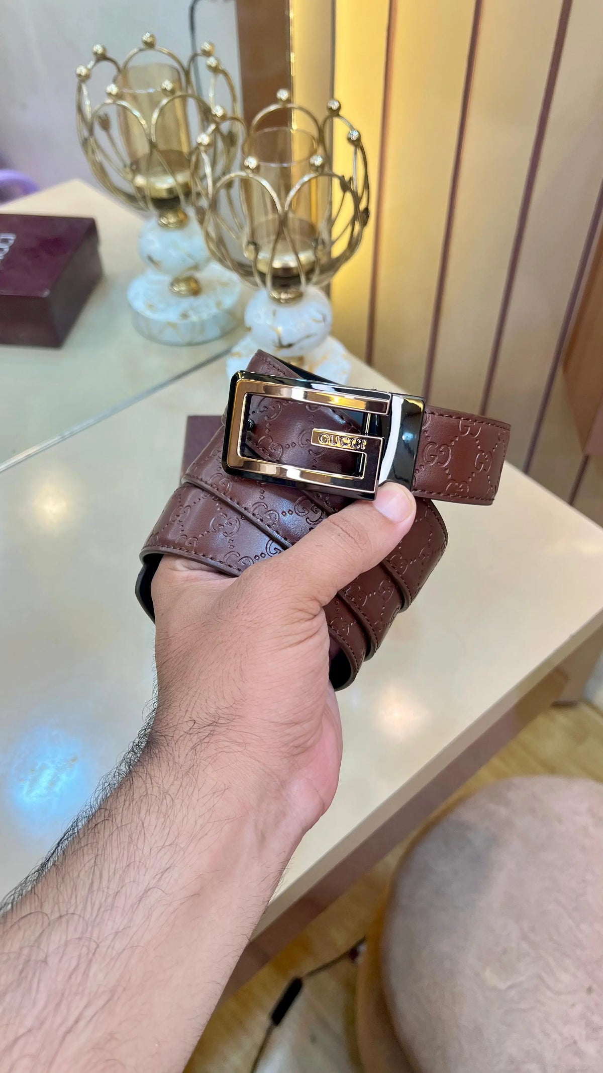 GUCCI EMBOSSED PREMIUM QUALITY IMPORTED BELT WITH BOX
