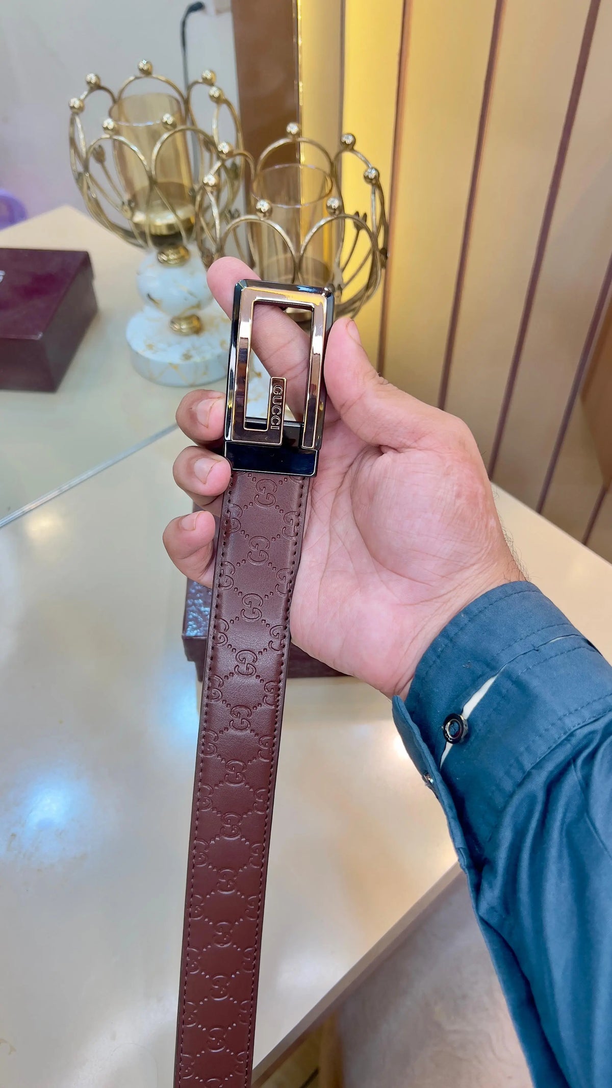 GUCCI EMBOSSED PREMIUM QUALITY IMPORTED BELT WITH BOX