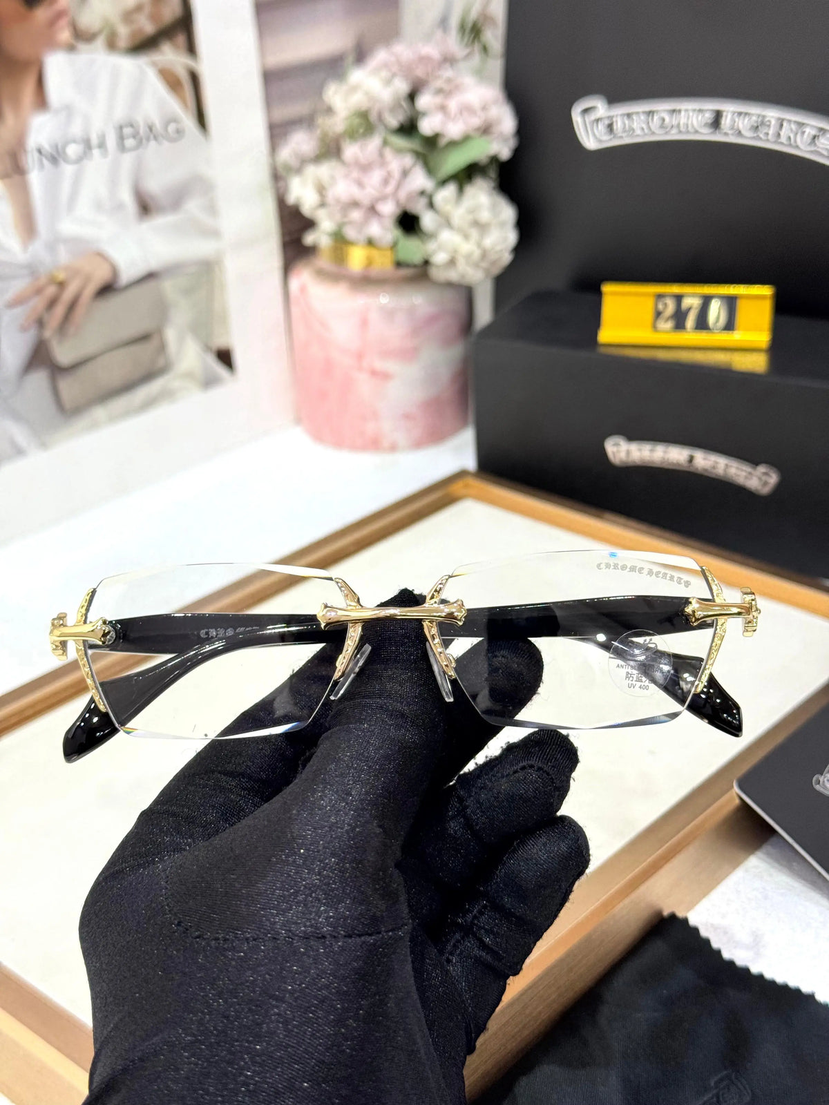 CHROME HEART DESIGNER GOLD BLACK PLANO SHOWROOM MODEL 503