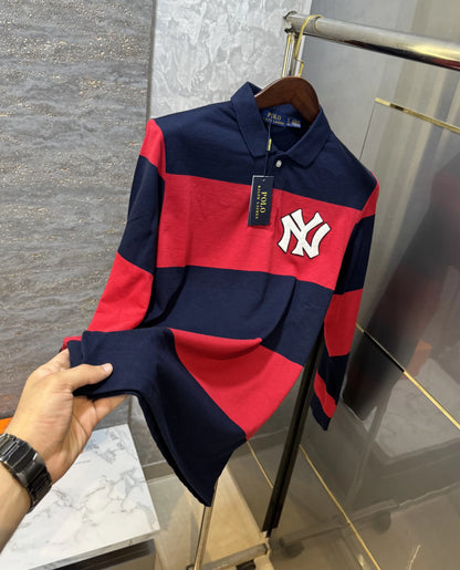 Ralph  Lauren Red Logo Work Premium Full Sleeve Polo T-Shirt