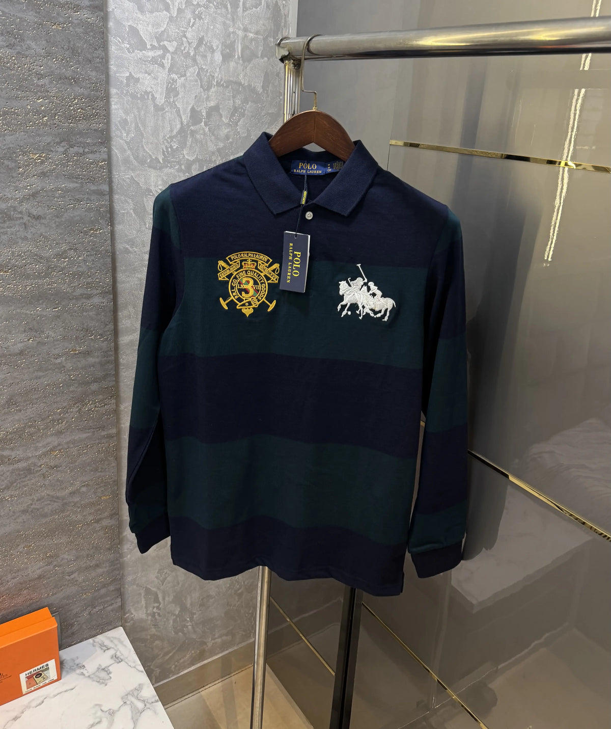 Ralph  Lauren Green Logo Work Premium Full Sleeve Polo T-Shirt