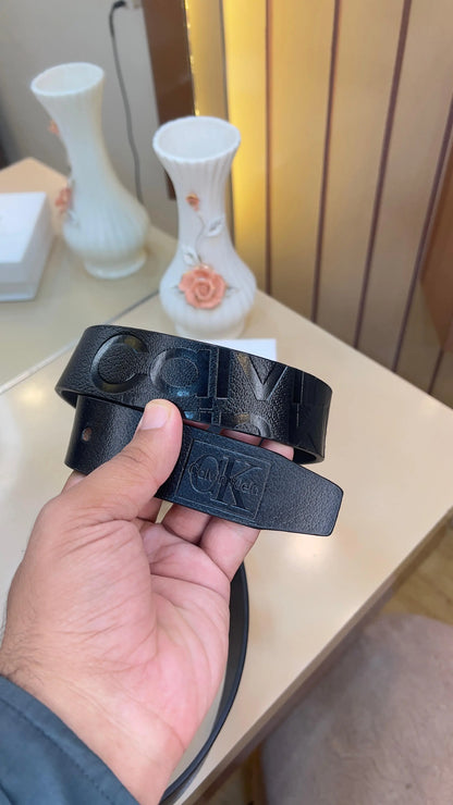 CK CALVIN KLEIN PREMIUM QUALITY IMP EMBOSSED LEATHER BELT WITH OG BOX