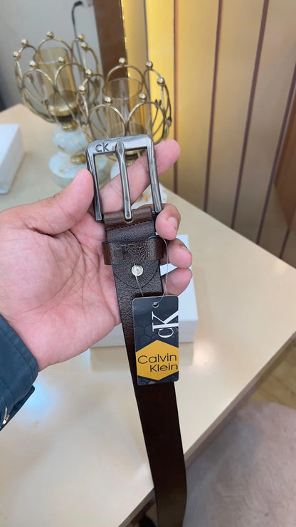 CK CALVIN KLEIN PREMIUM QUALITY IMP EMBOSSED LEATHER BELT WITH OG BOX