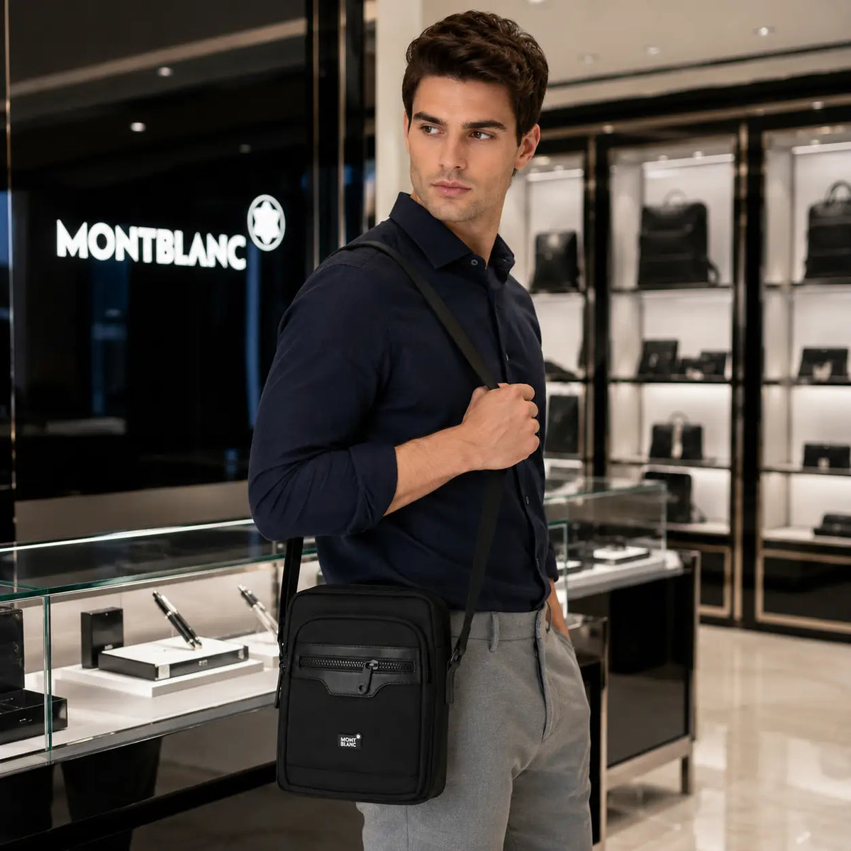Mont Blan c Luxury Sling Bag Black mb112