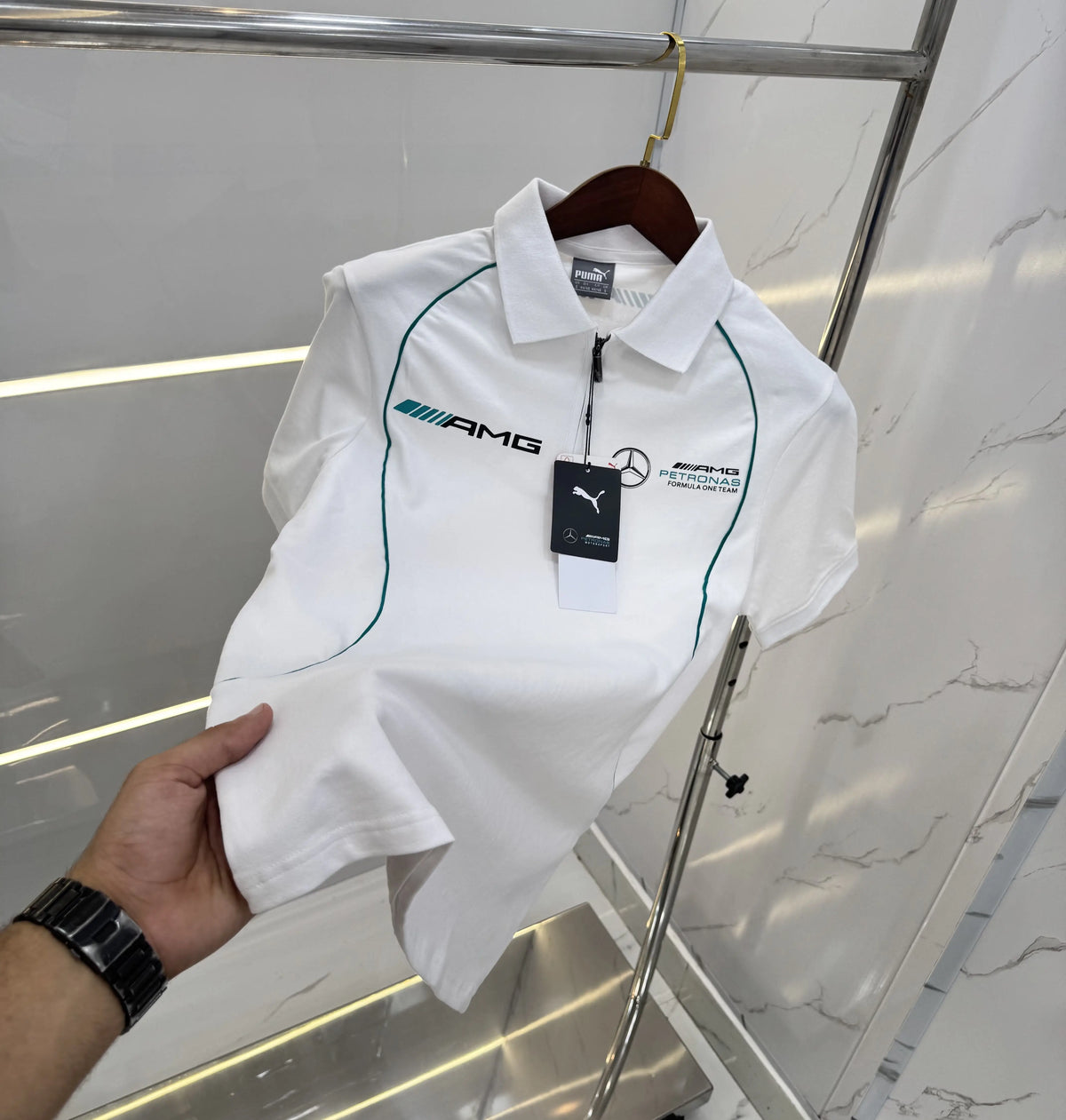 Pum a White Mercedes Edition Premium Polo T-shirt