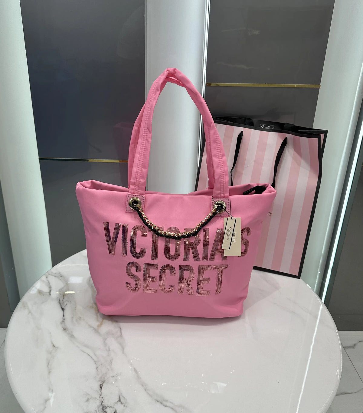 Victorias Secre t Luxury Tote Bag Pink With Carry Bag vs320