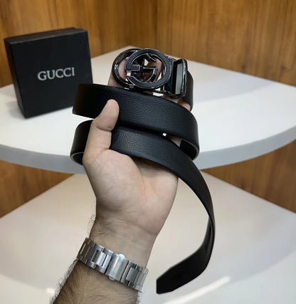 Gucc i Premium Imported Belt Grey Black Autolock g9089