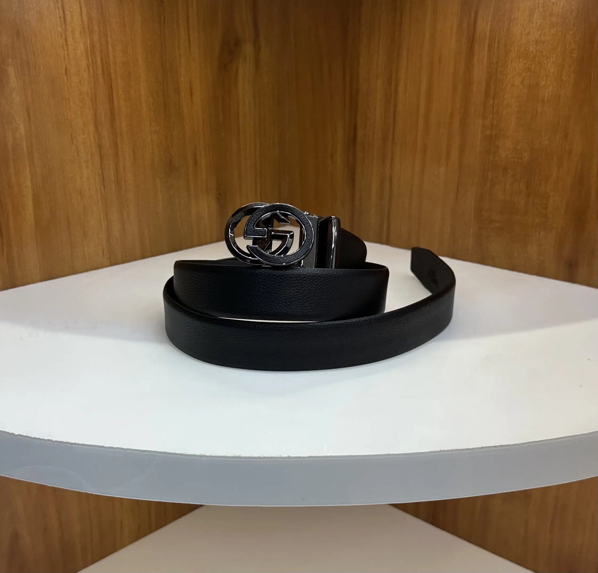 Gucc i Premium Imported Belt Grey Black Autolock g9089