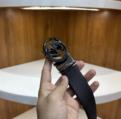 Gucc i Premium Imported Belt Grey Black Autolock g9089
