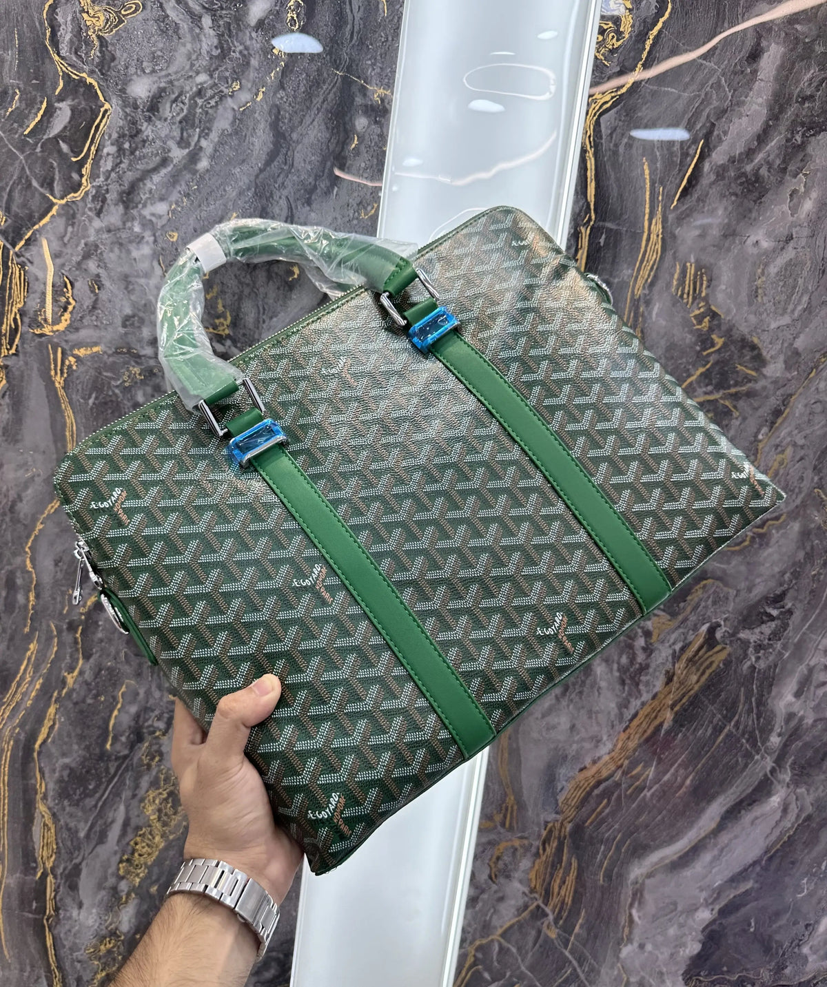 Goyar d Luxury Premium Imported Laptop Bag Green g112