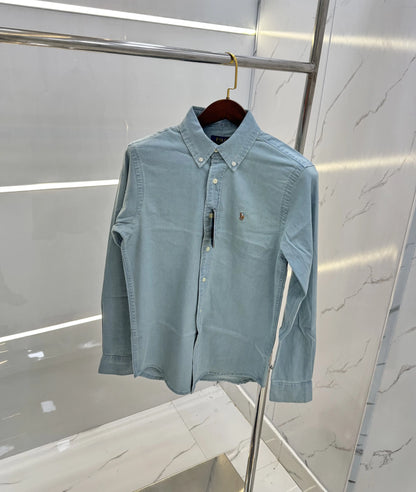 Ralph Lauren Greenish Embroidery Logo Premium Denim Shirt