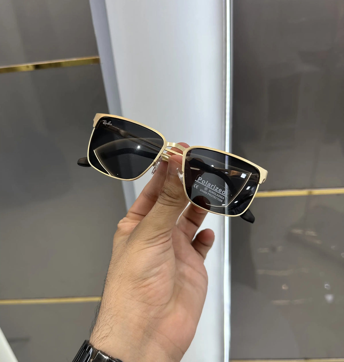 RayBan Gold Black Premium Shades 2825