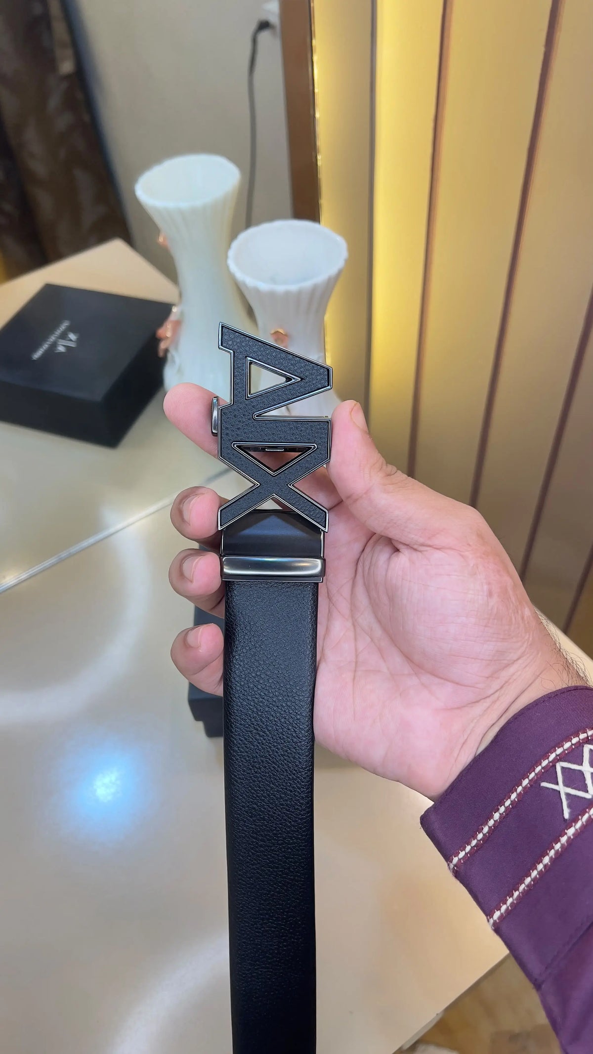 AX ARMANI EXCHANGE PREMIUM QUALITY IMP AUTOLOCK BELTS WITH OG BOX