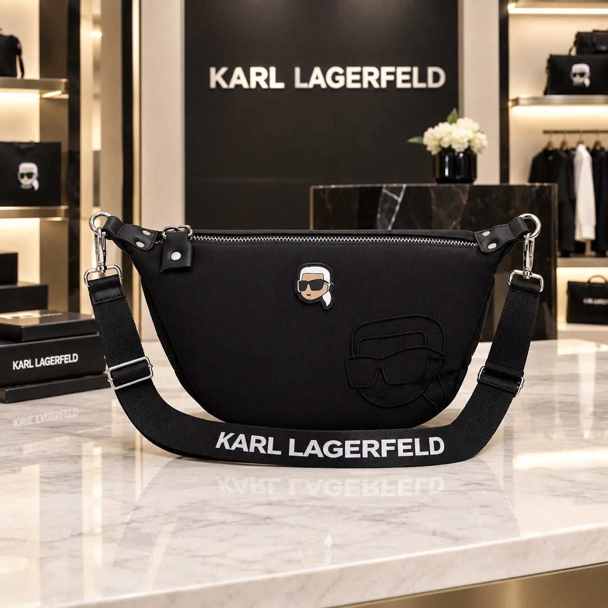 Karl Lagerfel d Luxury Sling Bag Black k0087