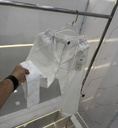Lacost e White Premium Linen Trouser