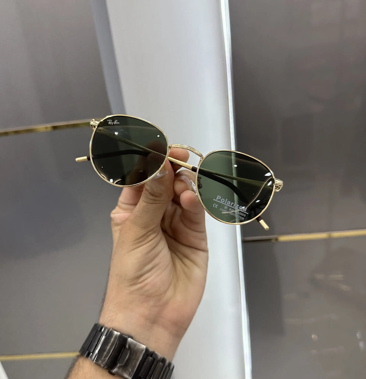 RayBan Matt Gold Green Metal Premium Shades 2815