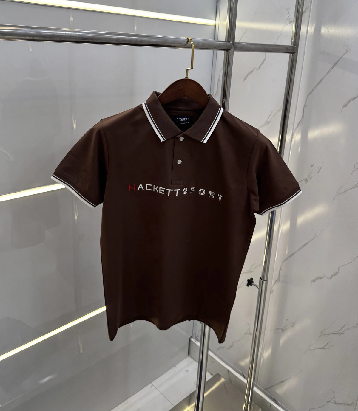 Hacket Brown Embroidery Work Premium Polo T-shirt With Box