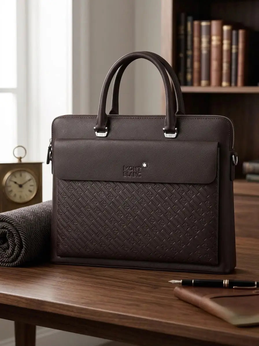 Mont Blan c Luxury Premium Imported Black Laptop Bag Brown mb607