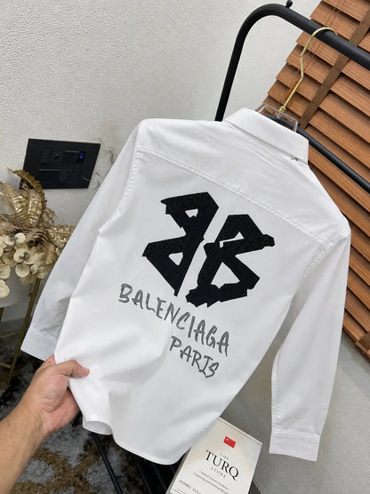 Balanciag_a Sequence Patched Exclusive Cotton Stretchable Partywear Shirt With Box (DN 648)