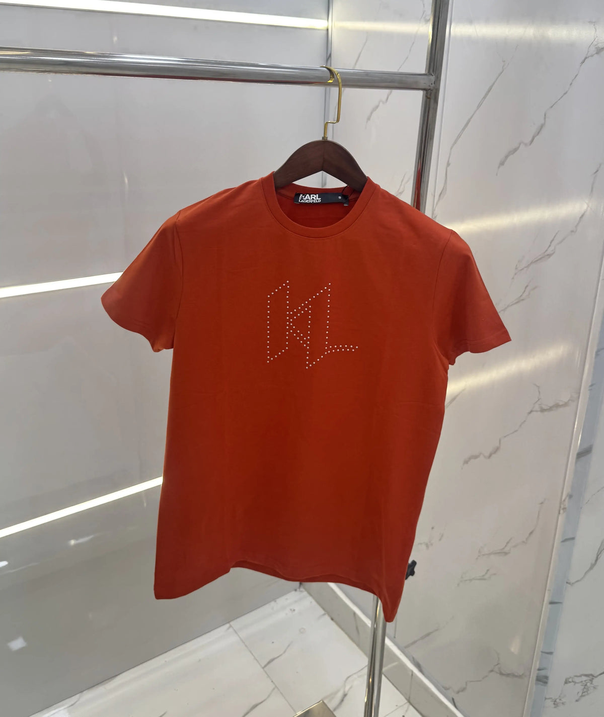 Karl Lagerfeld Rust Logo Print Premium T-Shirt