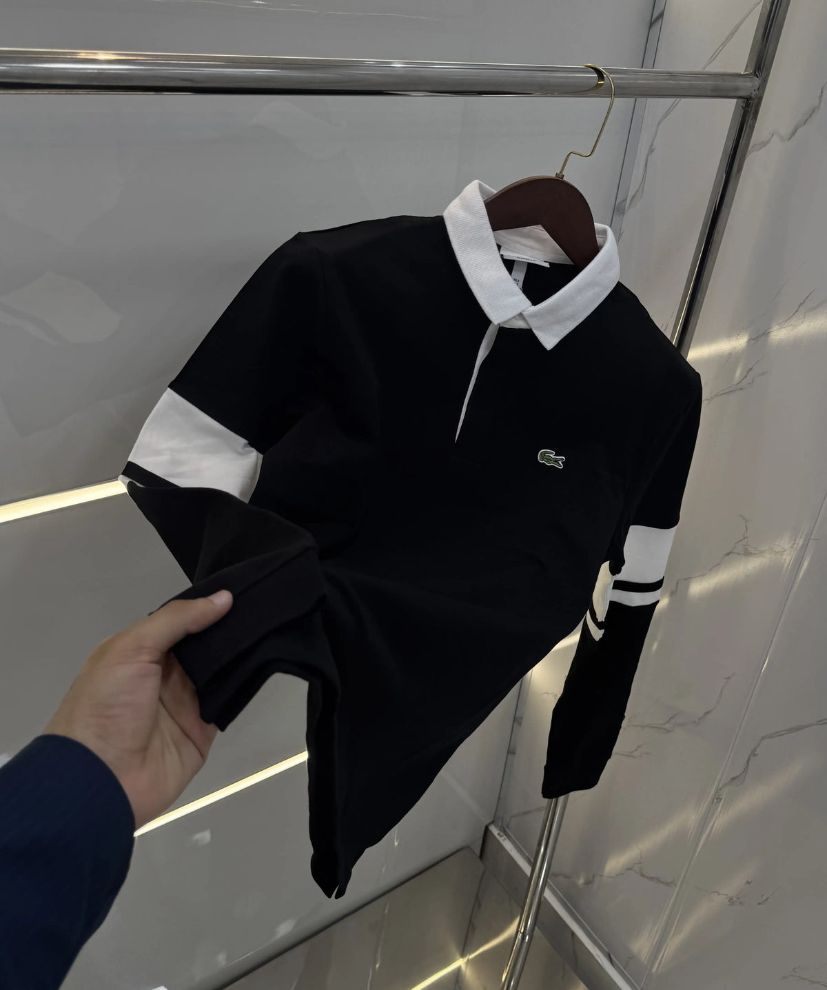 Lacost e Black Logo Work Premium Full Sleeve Polo T-Shirt