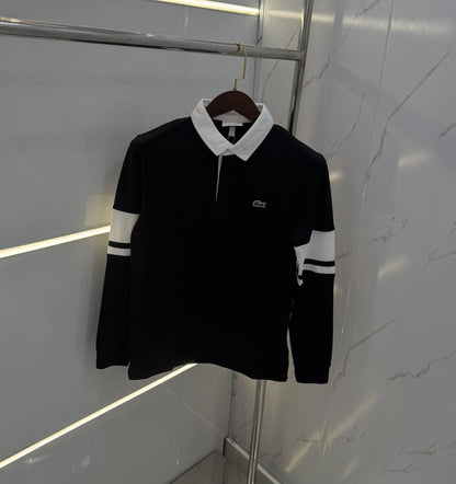 Lacost e Black Logo Work Premium Full Sleeve Polo T-Shirt