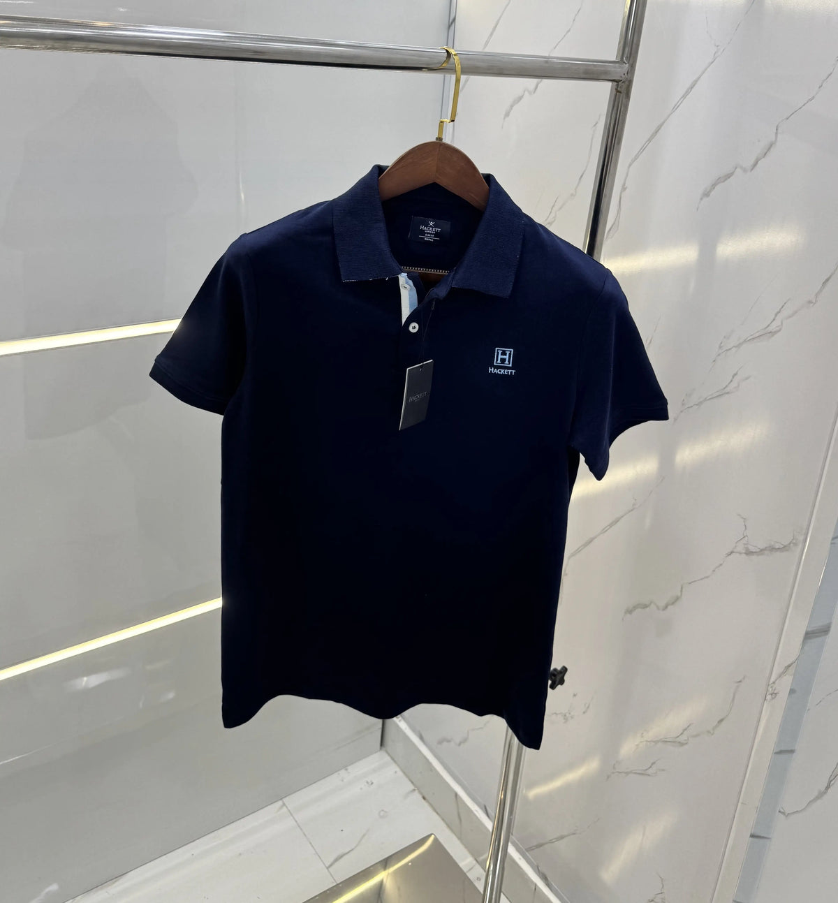 Hacket Navy Blue Logo Work Premium Polo T-Shirt