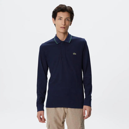 Lacost e Navy Blue Logo Work Premium Full Sleeve Polo T-Shirt