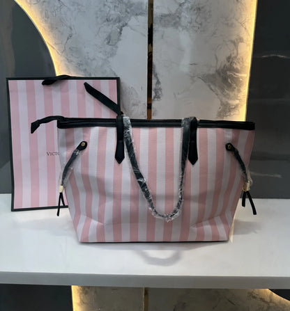 Victorias Secre t Luxury Tote Bag Pink With Carry Bag vs410