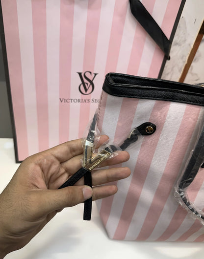 Victorias Secre t Luxury Tote Bag Pink With Carry Bag vs410
