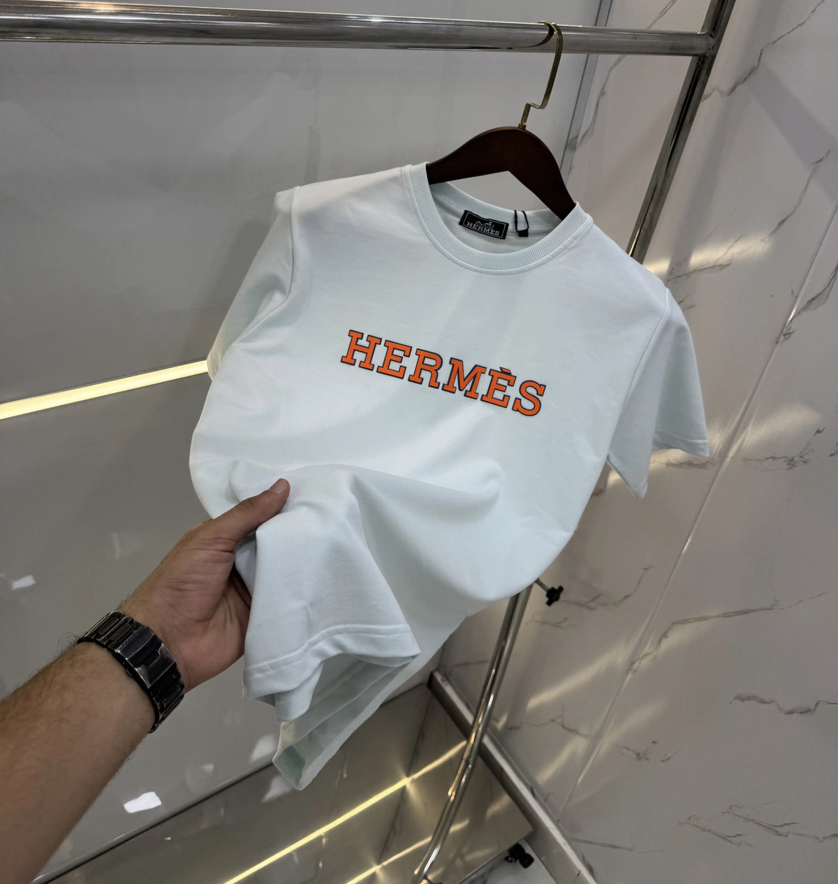 Herme s Sky Blue Logo Work Premium T-Shirt