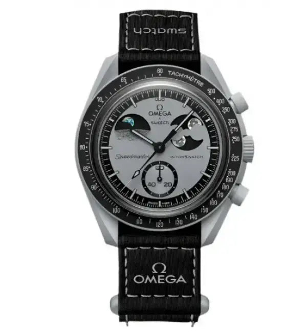 OMEGA_ SWATCH_SPEEDMASTER MOONSWATCH silver Black