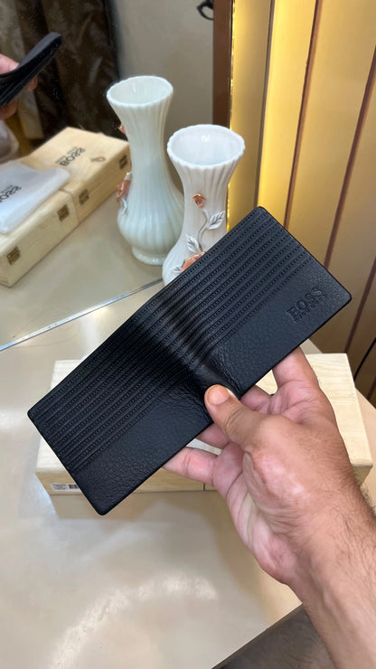 BOSS PREMIUM QUALITY IMP WALLETS WITH OG WOODEN BOX (BLACK)
