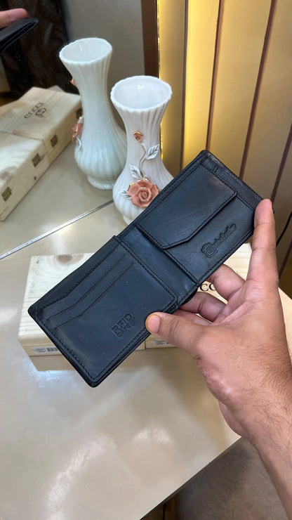BOSS PREMIUM QUALITY IMP WALLETS WITH OG WOODEN BOX (BLACK)