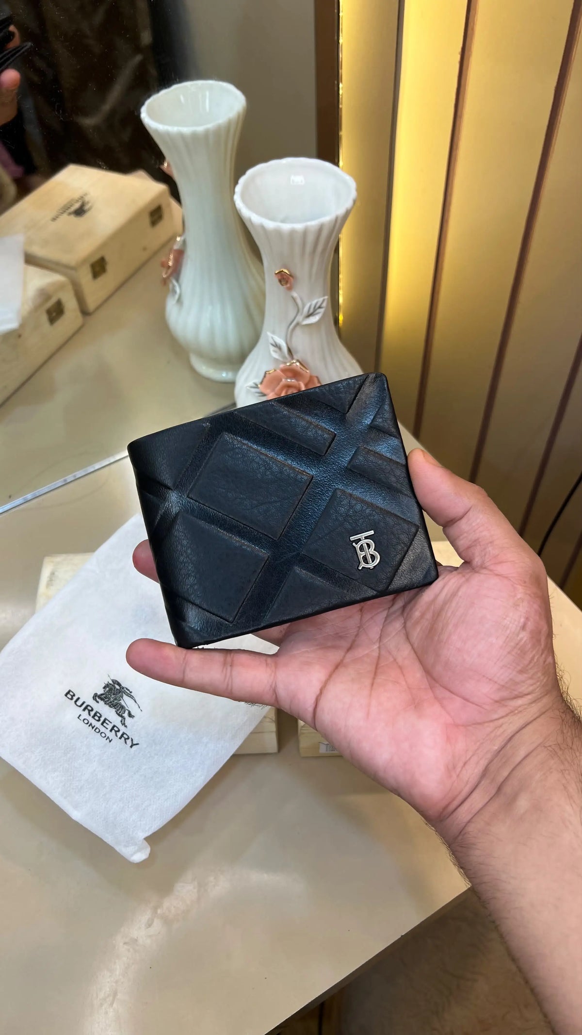 BB BURBERRY PREMIUM QUALITY IMP WALLETS WITH OG WOODEN BOX