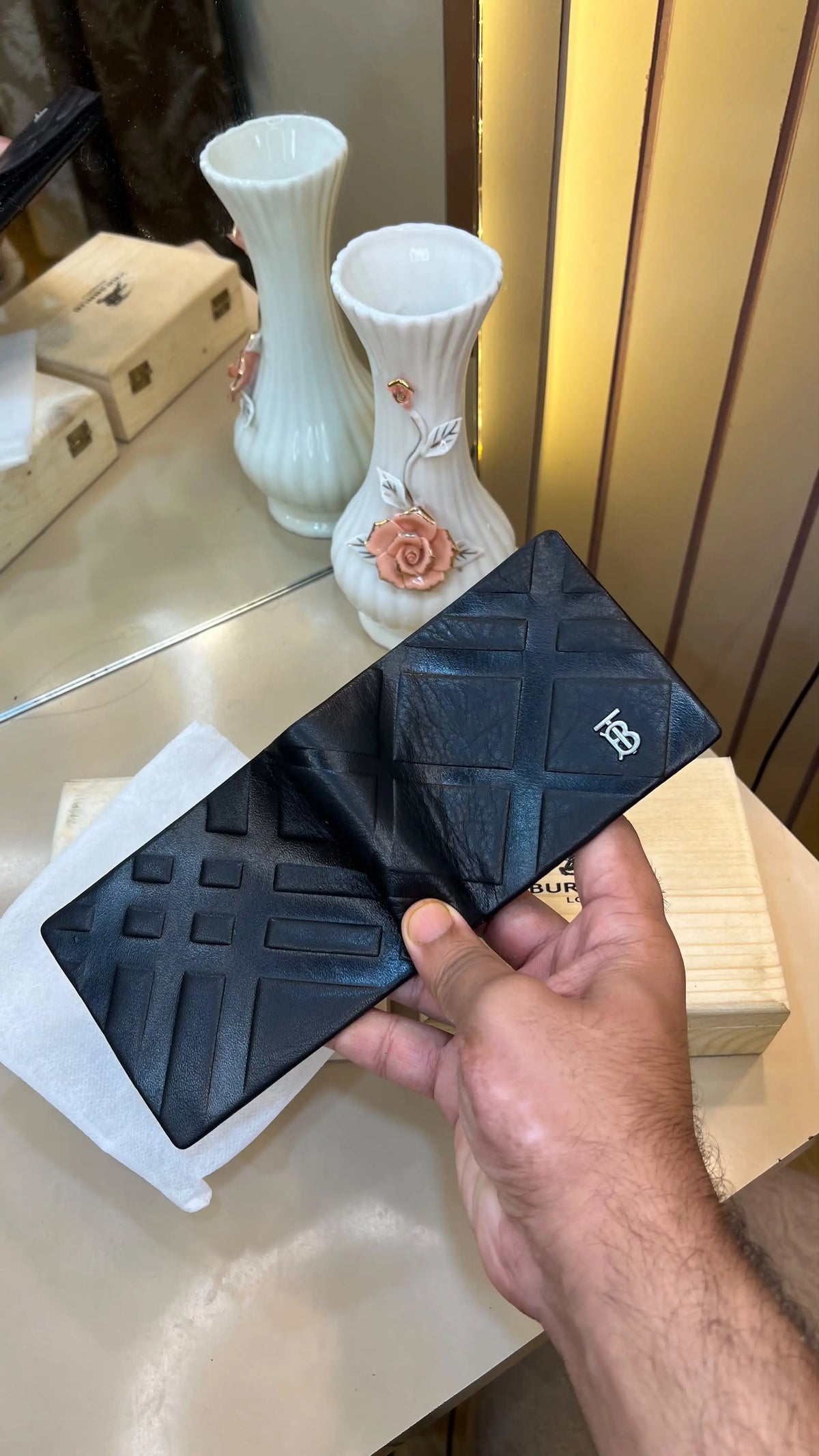 BB BURBERRY PREMIUM QUALITY IMP WALLETS WITH OG WOODEN BOX