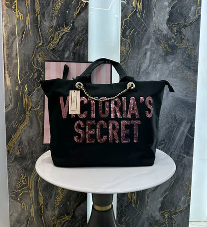 Victorias Secre t Luxury Tote Bag Black With Carry Bag vs330