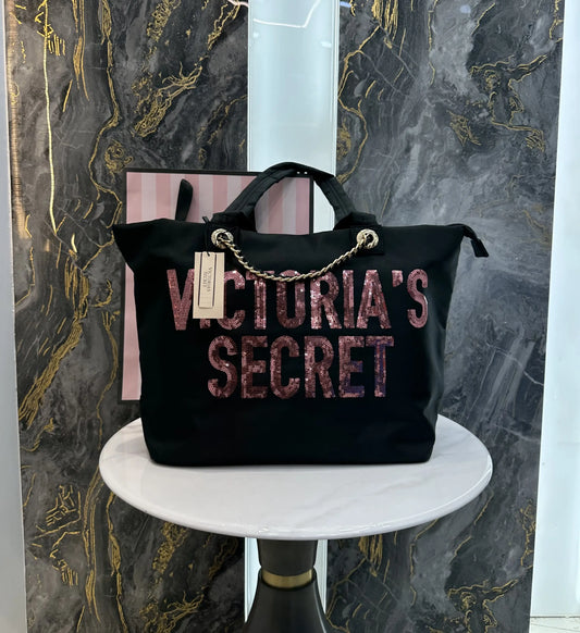 Victorias Secre t Luxury Tote Bag Black With Carry Bag vs330