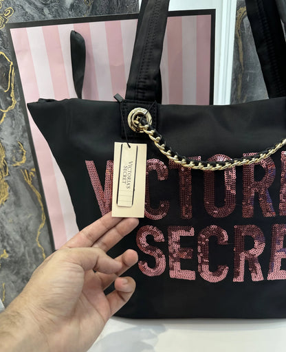 Victorias Secre t Luxury Tote Bag Black With Carry Bag vs330